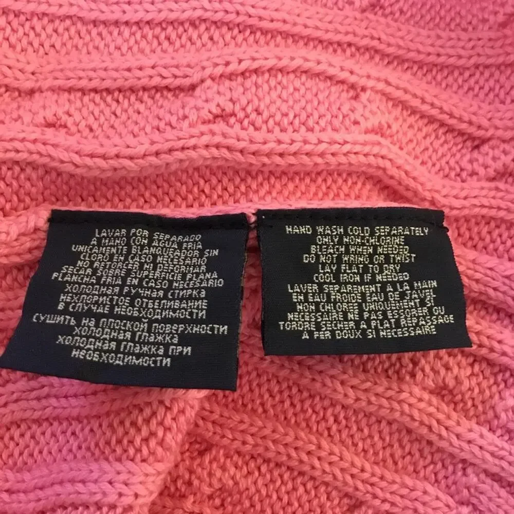 Ralph Lauren Girl Pink Cable Knit V-Neck Dress